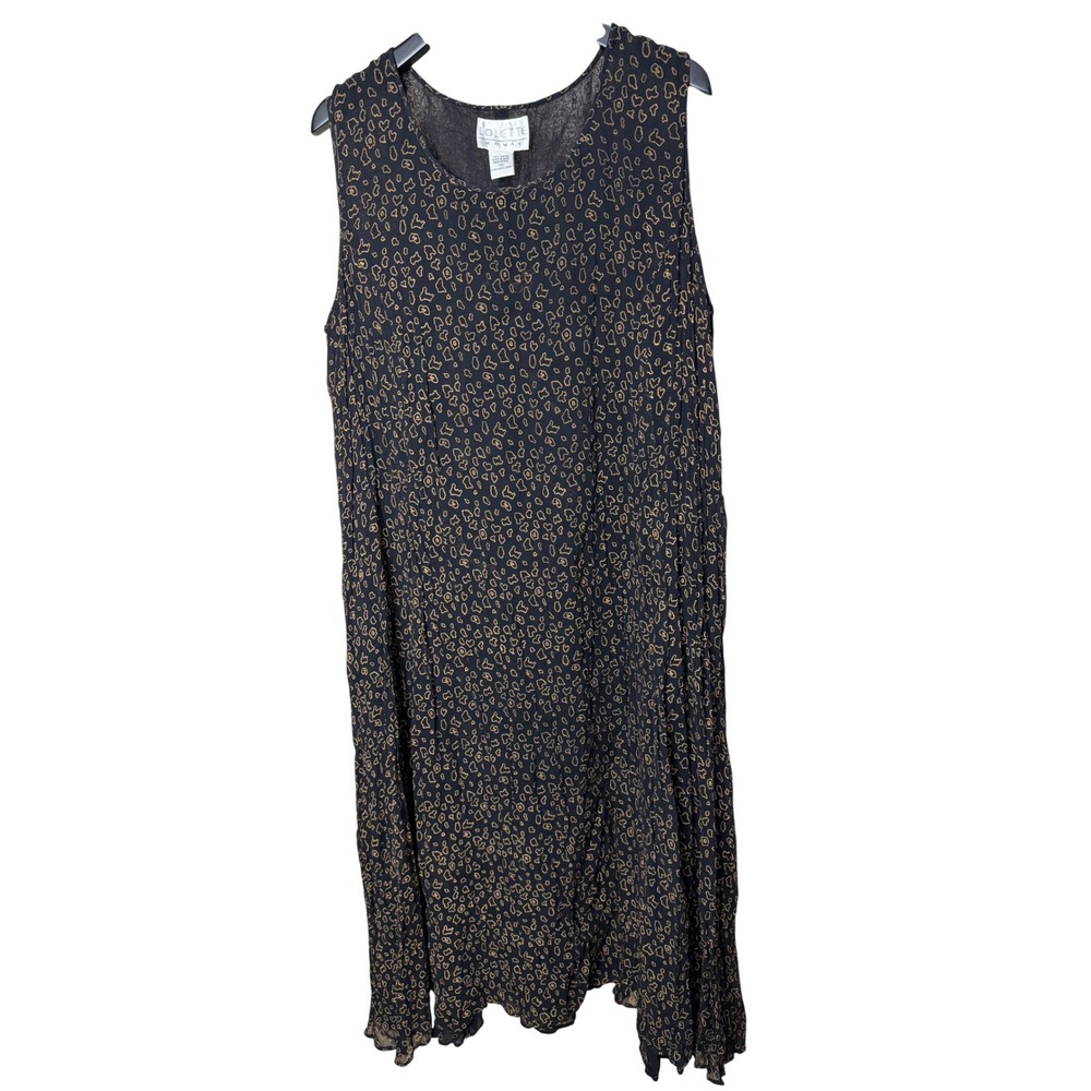 Lolette‎ Woman Black Tan Abstract Print Rayon Sleeveless Maxi Dress Plus Size 1X